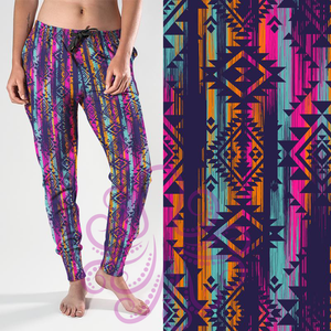 8337j Maria's Rainbow Aztec POD DESIGNER JOGGERS