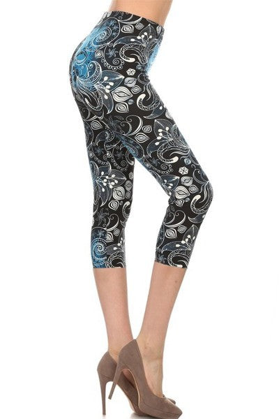 833 Blue on Paisley LEGGINGS & CAPRI