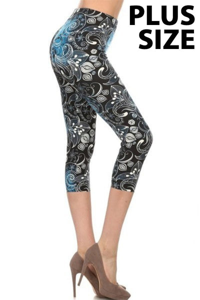 833 Blue on Paisley LEGGINGS & CAPRI