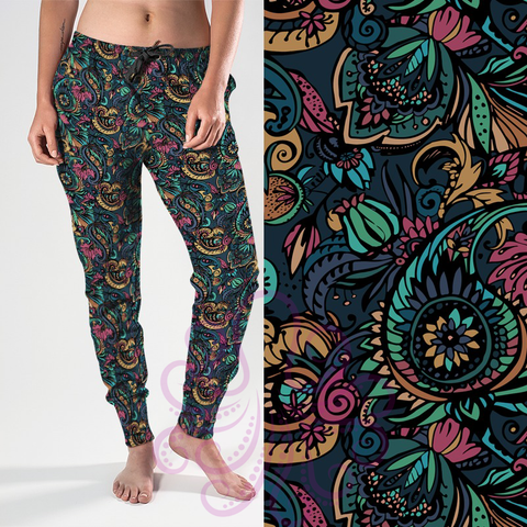 8348j Christine's Jaded Floral Paisley POD JOGGERS