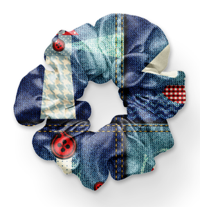 8374hs Nautical Patchwork POD HAIR SCRUNCHIE