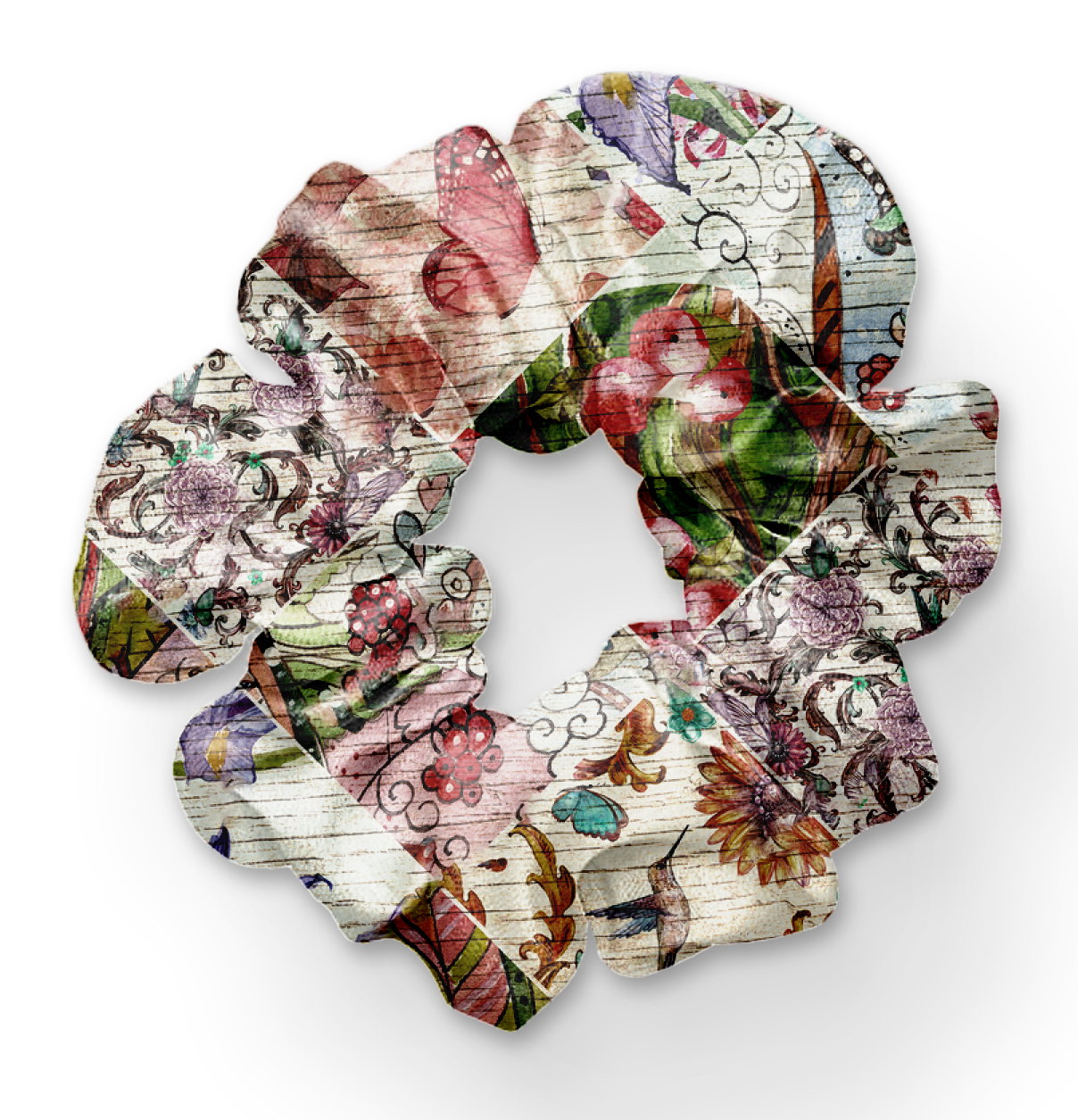 8376hs Julie's Floral & Fauna POD HAIR SCRUNCHIE