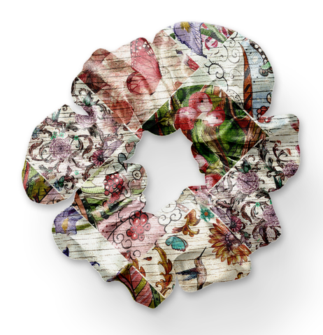 8376hs Julie's Floral & Fauna POD HAIR SCRUNCHIE