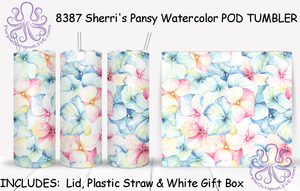8387T Sherri's Pansy Watercolor POD TUMBLER - TBM