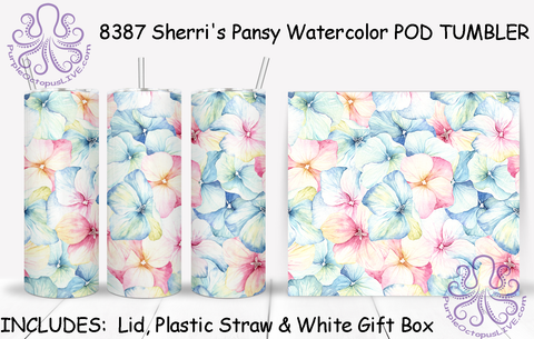 8387T Sherri's Pansy Watercolor POD TUMBLER - TBM