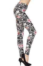 842 China Rose (Hibiscus) Camo LEGGINGS & CAPRI