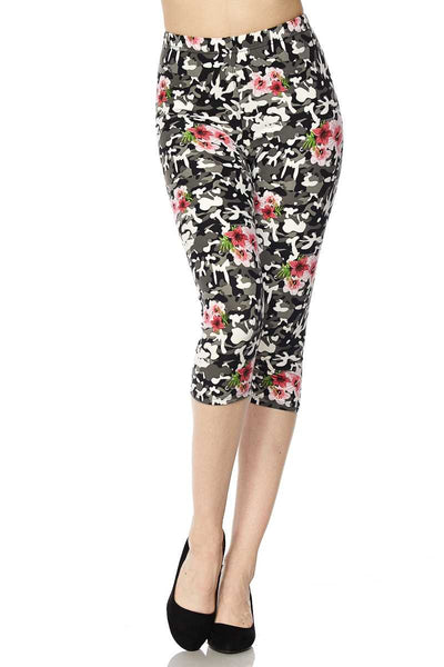 842 China Rose (Hibiscus) Camo LEGGINGS & CAPRI
