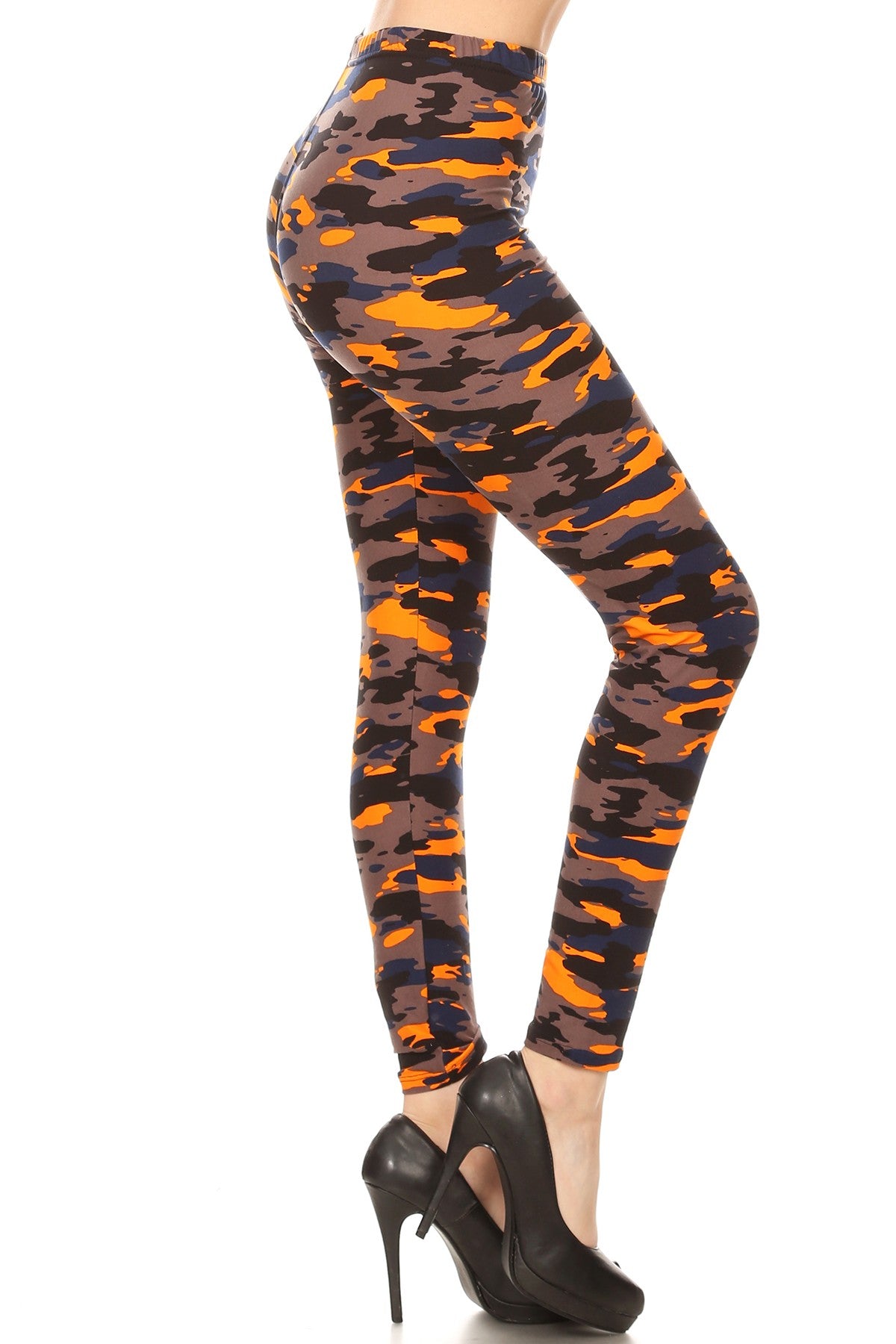 907 Orange Camo LEGGINGS or CAPRI