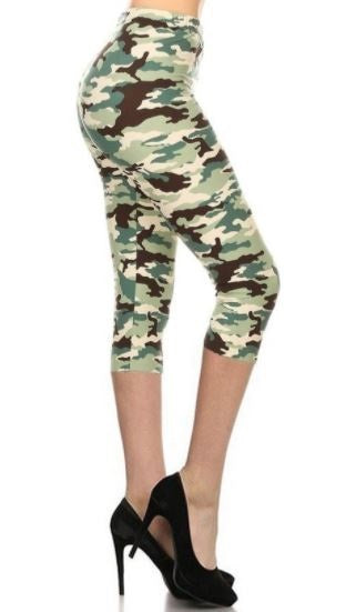 915 More Green Camo LEGGINGS or CAPRIS