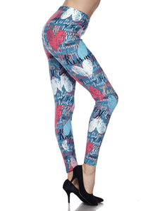 958 Multi Hearts on Gray LEGGINGS & CAPRI