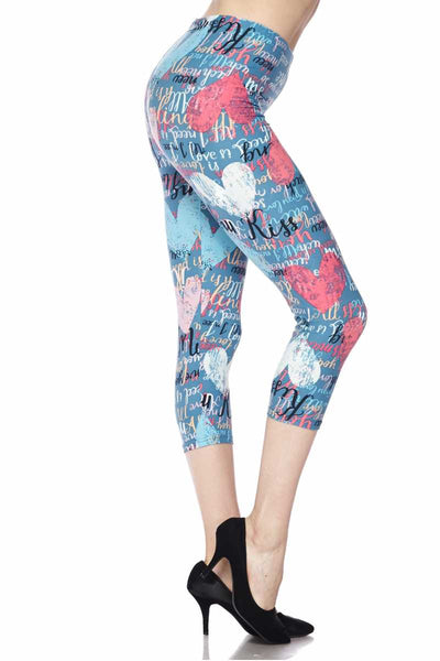 958 Multi Hearts on Gray LEGGINGS & CAPRI