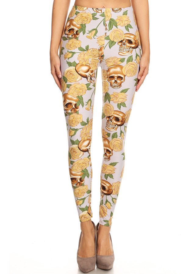 966 24K Skull on Grey LEGGINGS