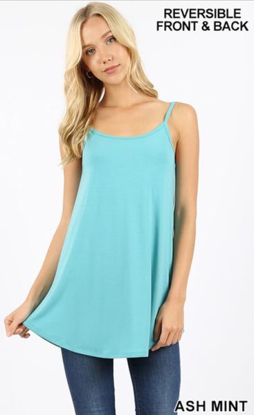 4541 0/0S V & Scoop Neck Reversible CAMI in ASH MINT