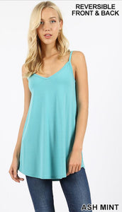 4541 0/0S V & Scoop Neck Reversible CAMI in ASH MINT