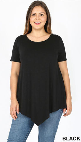 4978 1/4S Triangle Hem Boat Neck TOP in BLACK JV-N13C