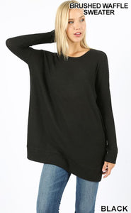 5250 4/4S Thermal Waffle R Neck SWEATERS in BLACK
