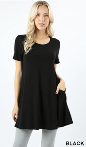 4604 1/4S LL Flared TOP w PKTS in BLACK JV-KO