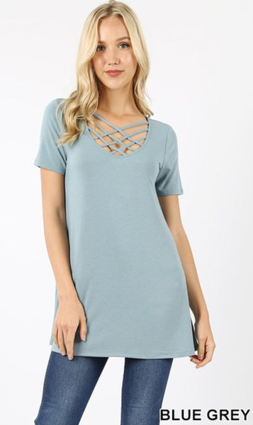 3533 1/4S Triple Lattice TOP in BLUE GREY