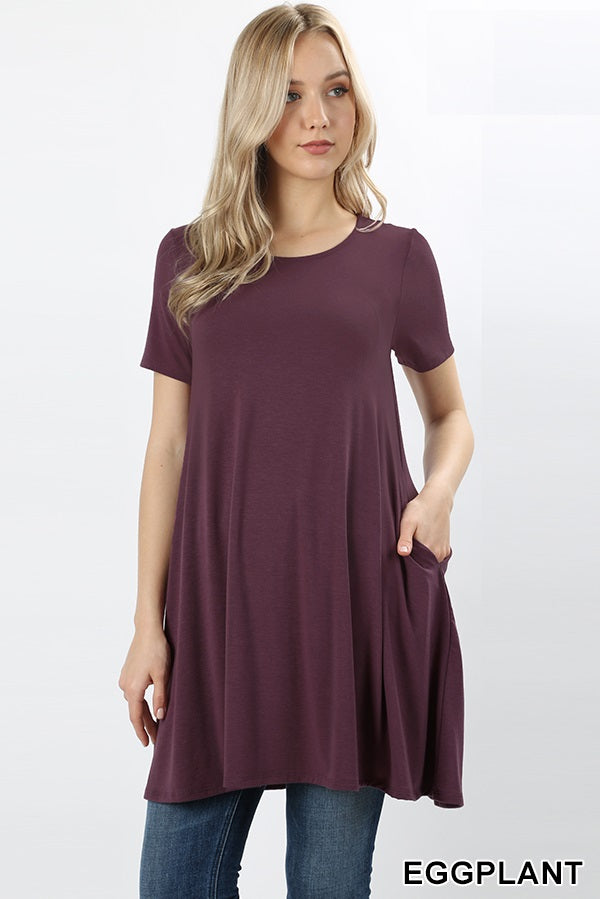 4870 1/4S LL Flared TOP w PKTS in EGGPLANT