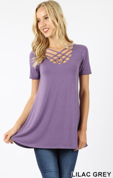 349 1/4S Triple Lattice TOP in LILAC GREY