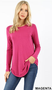 5215 4/4S Round Neck & Hem TOP in MAGENTA