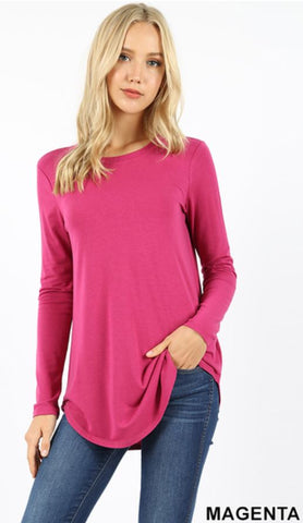 5215 4/4S Round Neck & Hem TOP in MAGENTA