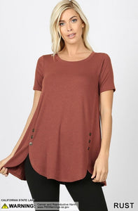 4658 1/4S Dolphin Hem w/ Side Buttons TOP in RUST