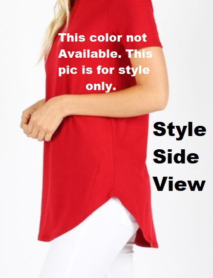 4434 1/4S Round Neck & Hem TOP in MOCHA