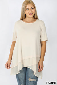 4283 1/4S Overlap Chiffon TOP in TAUPE JV-M18C