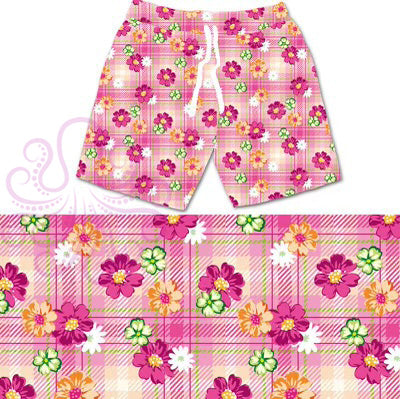 8372sj Plaid Petals POD SHORT JOGGERS