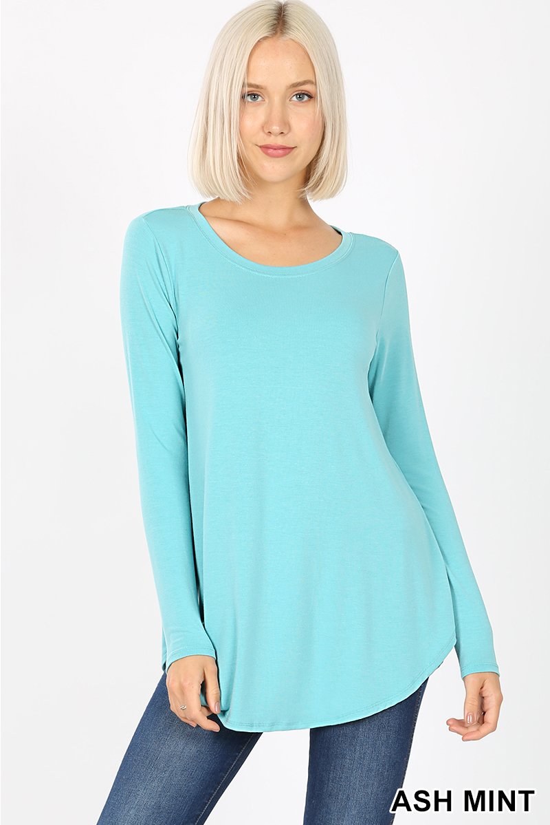 5739 4/4S Round Neck & Hem TOP in ASH MINT JV-J33C
