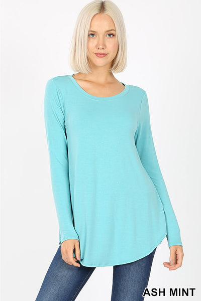 5739 4/4S Round Neck & Hem TOP in ASH MINT JV-J33C