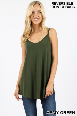 4692 0/0S V & Scoop Neck Reversible CAMI in ARMY GREEN