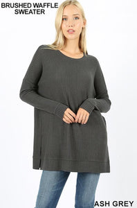 5256 4/4S Thermal Waffle R Neck SWEATERS in ASH GREY