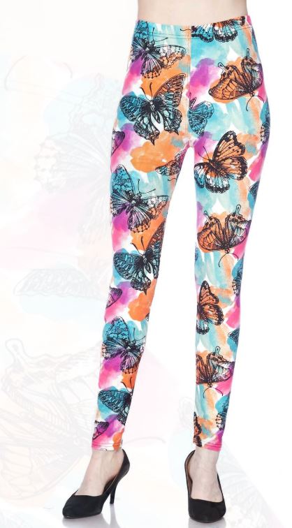 2039 WaterColor Butterfly LEGGINGS JV1-Q46B G
