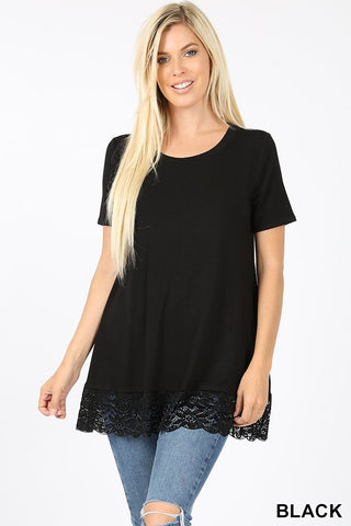 4474 1/4S Lace Bottom TOP in BLACK JV-B32C