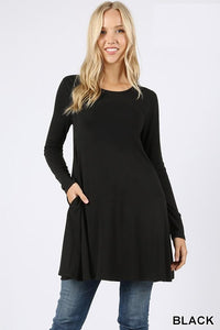 5643 4/4S LL Flared TOP w PKTS in BLACK JV-C22C