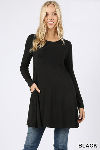 5643 4/4S LL Flared TOP w PKTS in BLACK JV-C22C