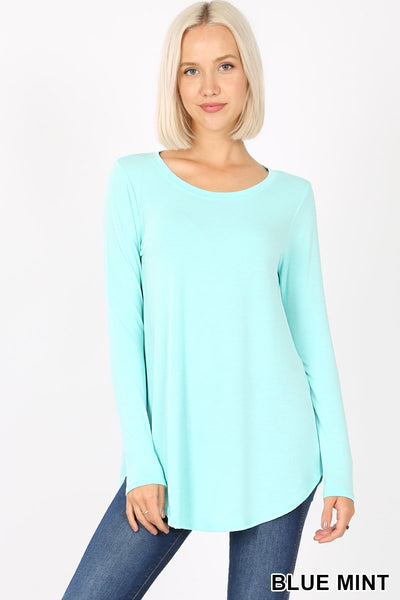 5744 4/4S Round Neck & Hem TOP in BLUE MINT