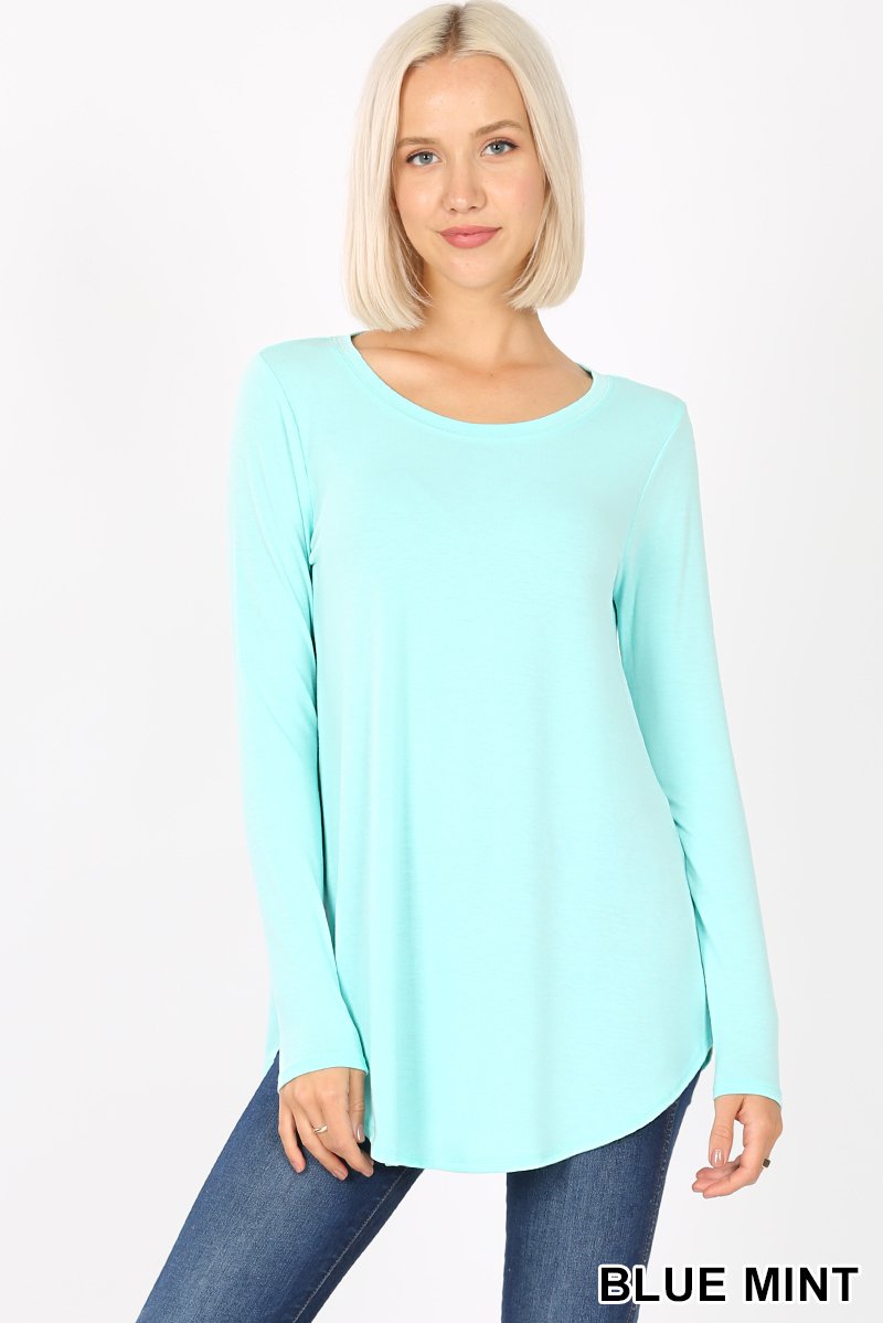 5744 4/4S Round Neck & Hem TOP in BLUE MINT JV-E12C