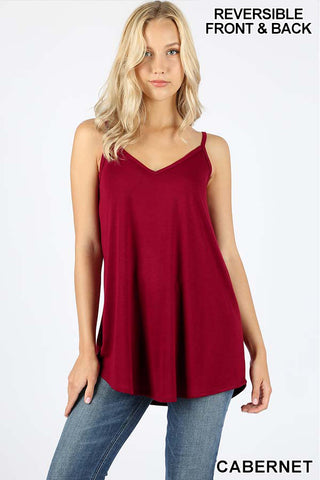 4694 0/0S V & Scoop Neck Reversible CAMI in CABERNET