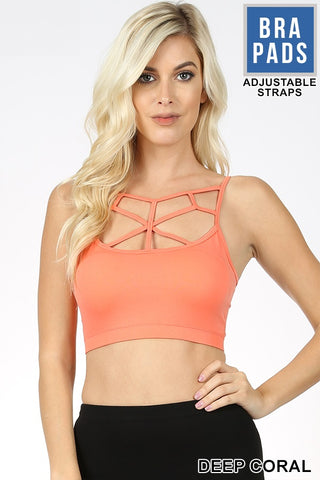 4722 Web Front Bralette in DEEP CORAL