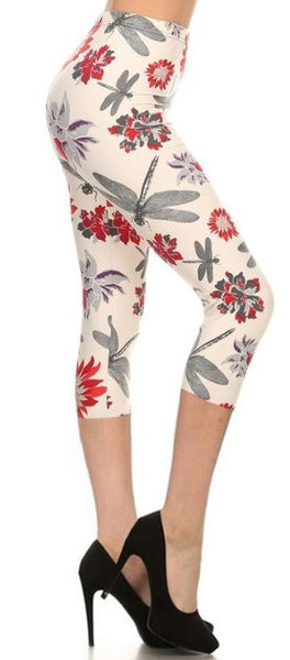 641 Floral Dragonfly LEGGINGS & CAPRI