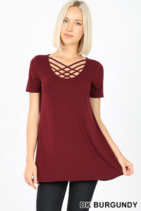 4898 1/4S Triple Lattice TOP in DK BURGUNDY