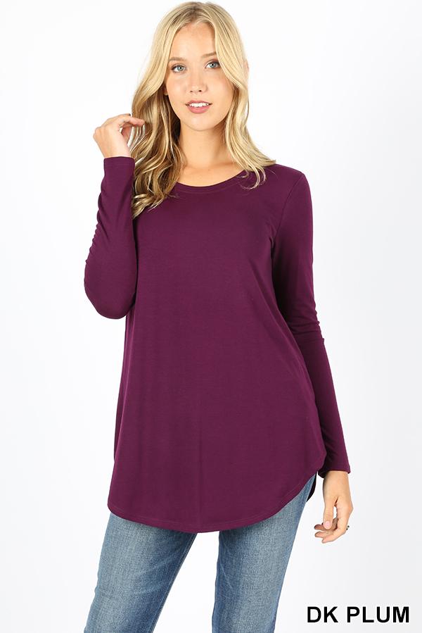 5743 4/4S Round Neck & Hem TOP in DK PLUM JV-HA39B G