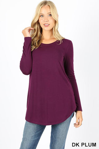 5743 4/4S Round Neck & Hem TOP in DK PLUM JV-HA39B G