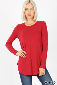 5738 4/4S Round Neck & Hem TOP in DK RED JV-KO