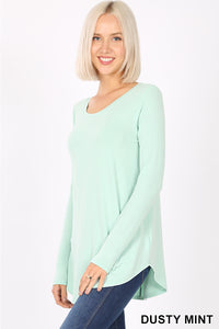 5763 4/4S Round Neck & Hem TOP in DUSTY MINT