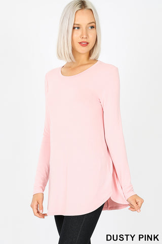 5840 4/4S Round Neck & Hem TOP in DUSTY PINK