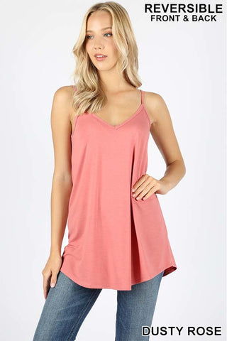 4697 0/0S V & Scoop Neck Reversible CAMI in D ROSE